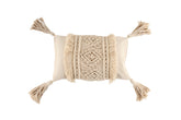 Cream Macrame Cotton Cushion With Tassels 50x30cm